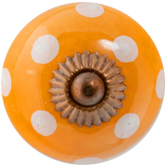 Round Ceramic Cabinet Knob - Orange Spot - Nicola Spring