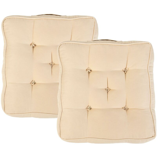 Loft 25 Armchair Booster Comfortable Living Room Cotton Cushion 4" Thick Seat Pad 2pk, Parchment