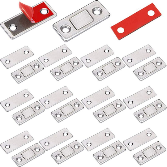 Soekavia - Very Thin 12 Piece Magnetic Latch Stick-On Cabinet Door Magnet Latch Magnet Adhesive Closure Cabinet Powerful Magnet for Sliding Door