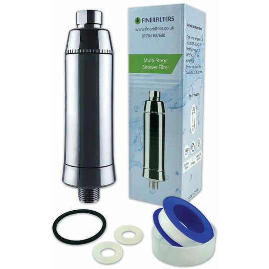 Slim Design Inline Shower Filter in Chrome - Finerfilters
