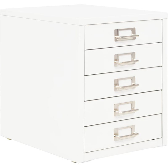 Filing Cabinet with 5 Drawers Metal 28x35x35 cm White VD11918 - Hommoo