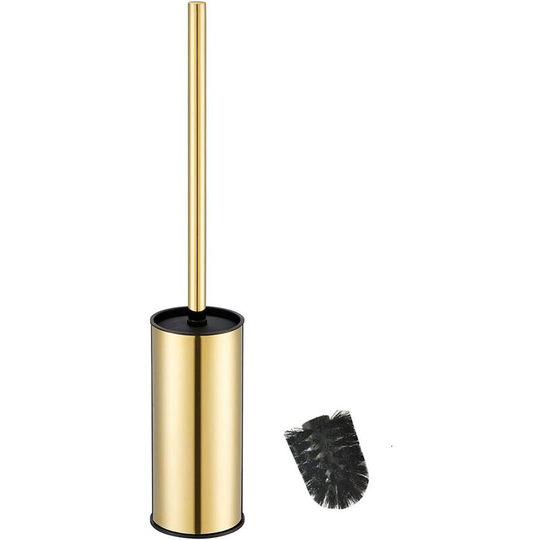 Golden Toilet Brush Holder, 304 Stainless Steel Round Toilet Brush and Holder for Bathroom (Golden)