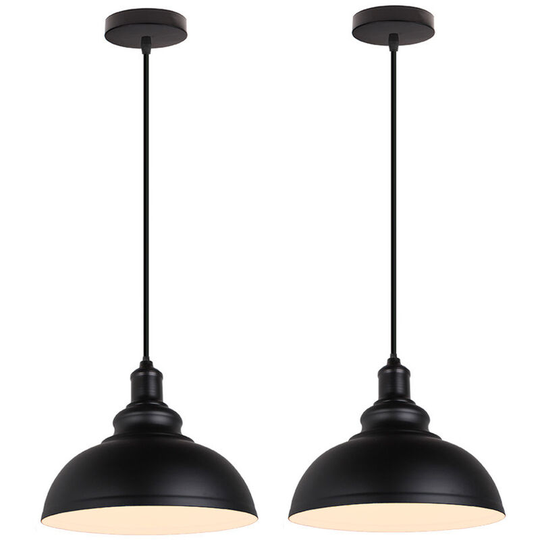 2PCS Industrial Pendant Light Retro Metal Hanging Light Living Room Bedroom Light Ø29cm Black - Black