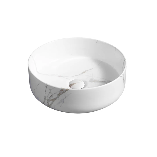 Rohrbach White Ceramic Circular Vessel Bathroom Sink