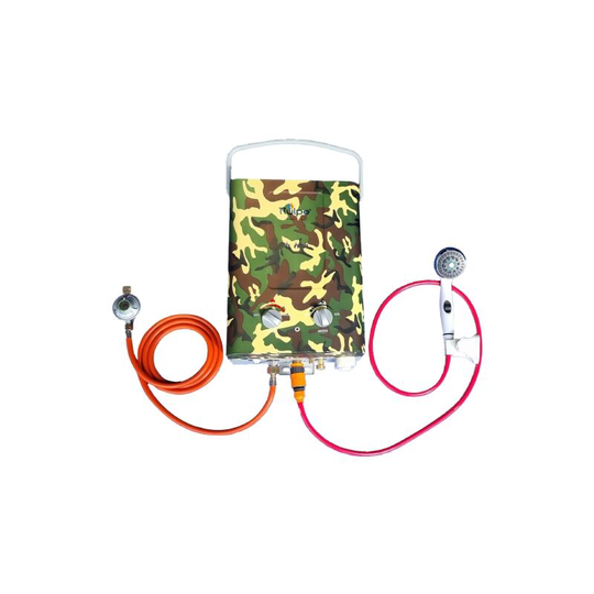 TTulpe Outdoor HD-6 P37 camo portable outdoor propane gas water heater, ErP/ low NOx