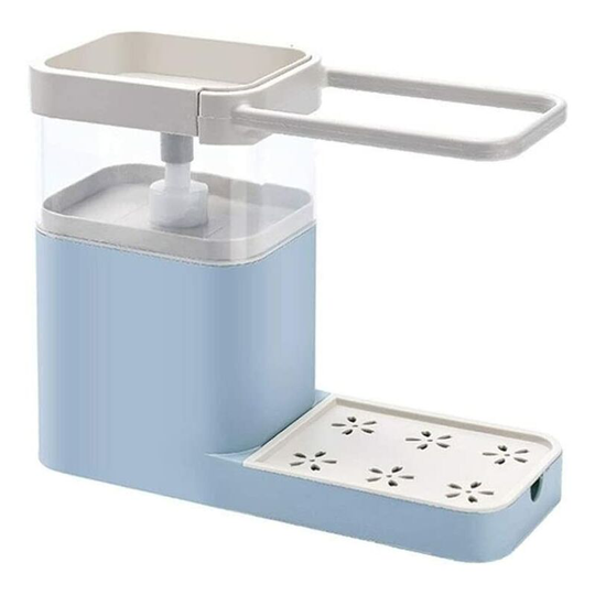 Kitchen Sink Caddy Shelf Soap Dispenser Soap Dish Pump Dispenser Protable Multifunction Organizer Blue