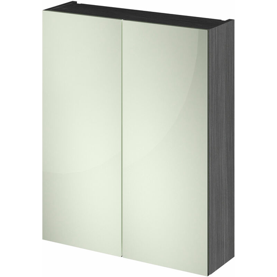 Fusion Mirror Unit (50/50) 600mm Wide - Anthracite Woodgrain - Hudson Reed