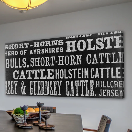 Cow Chalk 2 - Wrapped Canvas Typography Print