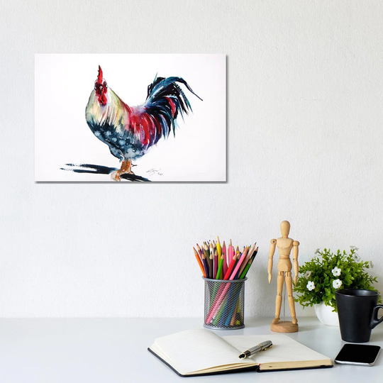 Colourful Rooster II by Anna Brigitta Kovacs - Wrapped Canvas Graphic Art