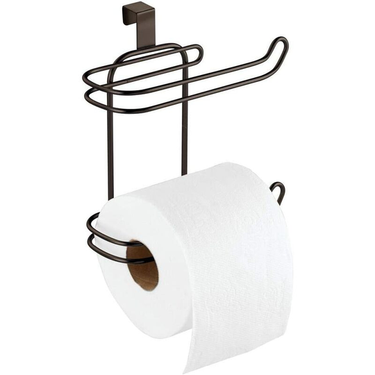 Metal Compact Hanging Over The Tank Toilet Tissue Paper Roll Holder and Dispenser for Bathroom Storage and Organization - Holds 1 Extra Roll - Sp