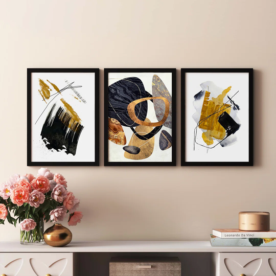 3 Piece Picture Frame Painting Print Set on Wood