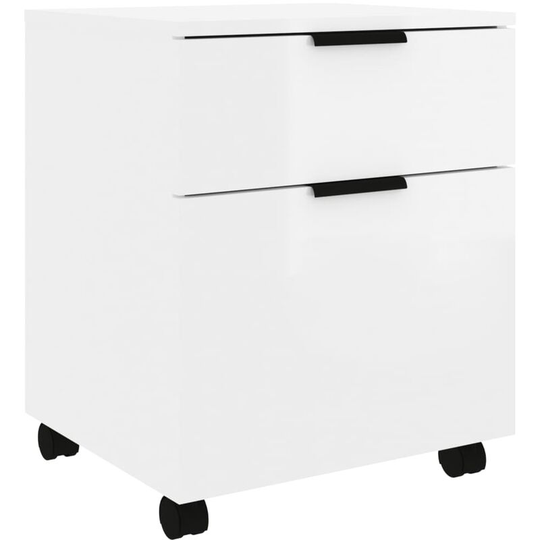 Mobile File Cabinet with Wheels High Gloss White 45x38x54 cm Engineered Wood Vidaxl White