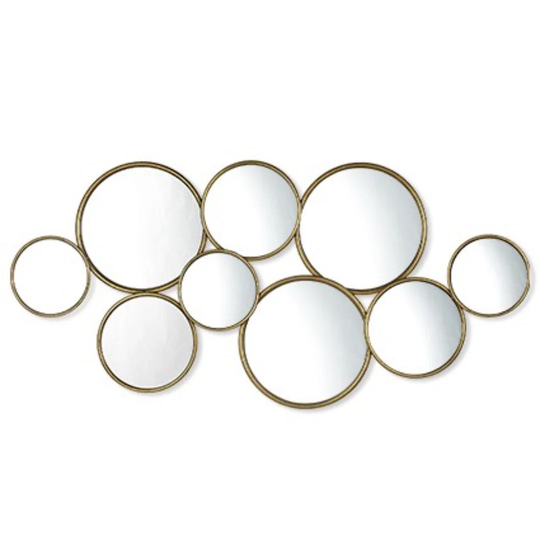 Aleppo Round Metal Wall Mounted Mirror Set Mirror in Gold