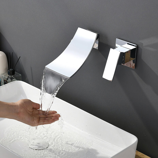 Chrome wall mounted waterfall mixer tap - Santa Maria