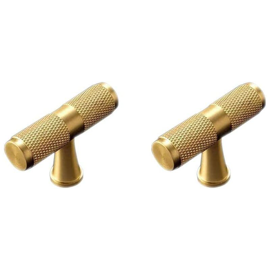 T Shape Solid Brass Cabinet Door Knob, Universal Cabinet Pull Handle for Drawer / Kitchen Cabinet / Door - 50mm (2PCS)