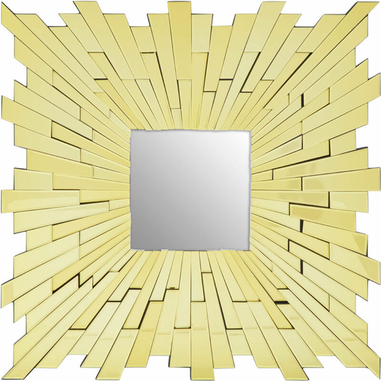Wall Mirror Bathroom / Bedroom / Hallway Wall Mounted Mirrors With Matte Gold Finish / Minimalistic Square Mirrors For Living Room 1 x 90 x 90