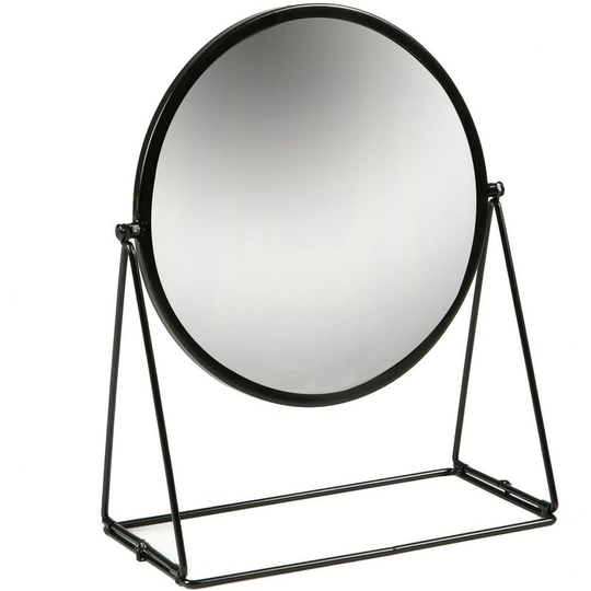 33 x 35cm Round Makeup Mirror - Black - Harbour Housewares
