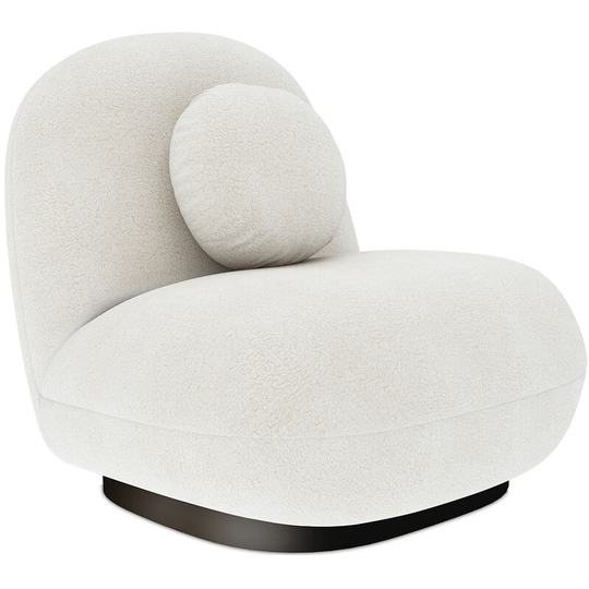 Privatefloor - White boucle armchair upholstered - Black legs - Larry White Polyester, Wood, Boucle - White