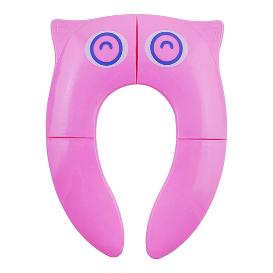 Portable Travel Toddler Toilet Seat (Pink Owl) - Non-Slip Foldable Toilet Seat Cover for Girls, Baby Kids
