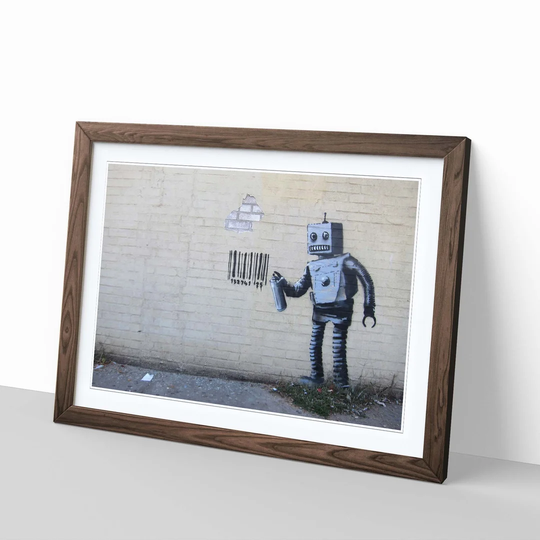 'Robot Graffiti' by Banksy Framed Graphic Art