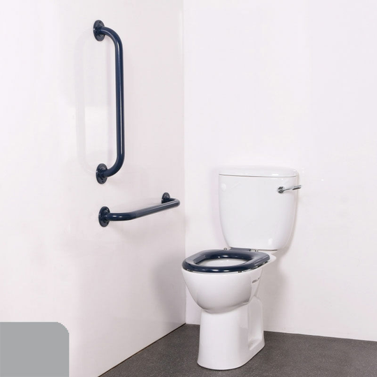 Nymas - NymaPRO Close Coupled Ambulant Doc m Toilet Pack with Stainless Steel Grab Rails - Grey