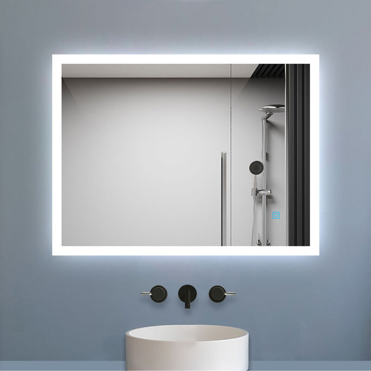 Biubiubath - Wall Mounted Illuminated led Bathroom Mirror with Lights 900 x 700mm Sensor Touch with Demister Pad