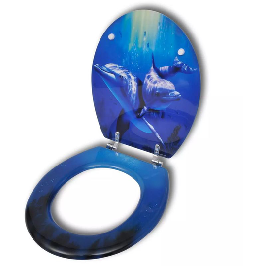 Wc Toilet Seat mdf Hard Close Lid Spectacular Look Dolphins VD03718