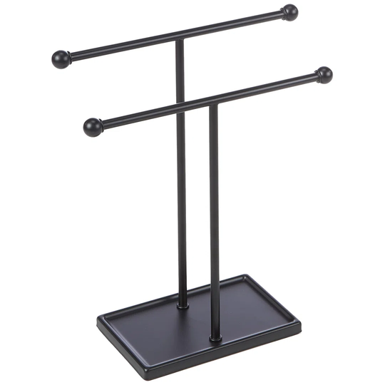 Double-T Hand Towel Holder And Accessories Jewellery Stand, Black