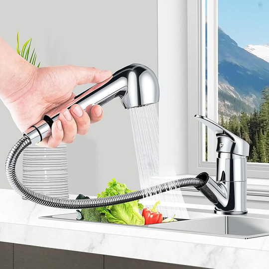 Swyeoot - Pull-Down Kitchen Faucet, Pull-Out Spray Kitchen Faucet 2 Water Outlet Modes, Kitchen Mixer Tap 360° Swivel, Suitable for Hot and Cold