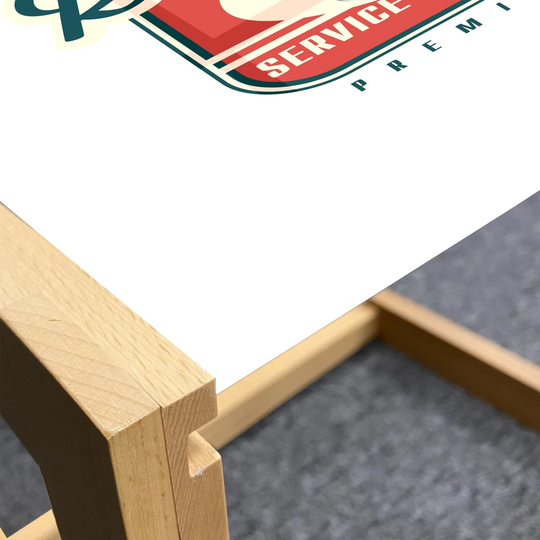 Auto Mechanic Coffee Table, Retro Service Premium Club Lettering With Old Car, Acrylic Glass Center Table With Wooden Frame For Offices Dorms Vermilio