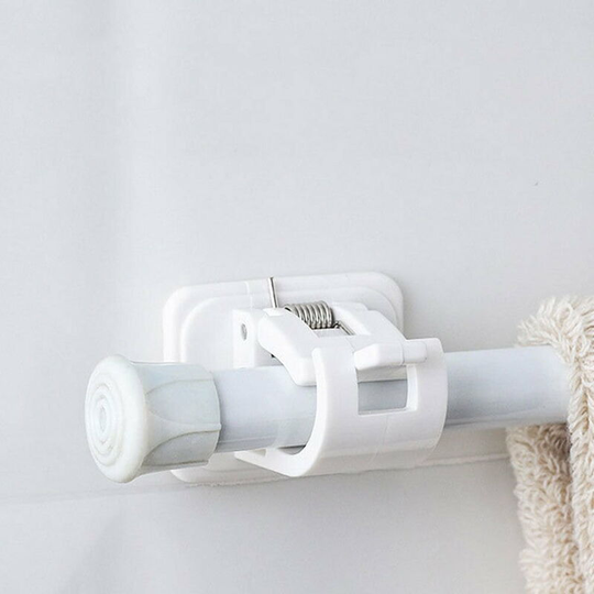 4 Pack No Drilling Curtain Rod Brackets, Self Adhesive White Sticky Wall Hooks for Nail-Free Adjustable Curtain Rod Bracket, Wall Mounted Towel Rod