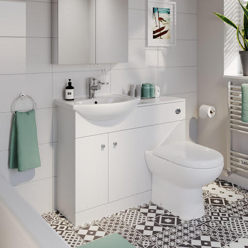 Alpine Toilet & Basin Vanity Unit - Flat Pack Matte White 1050mm