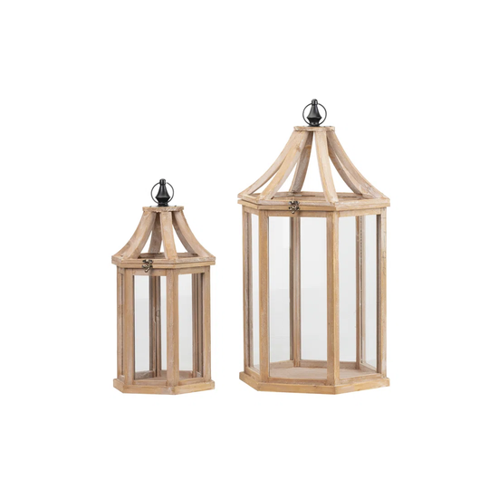 Set 2 Lantern Antique 39x35x70/27x24x52 Cm