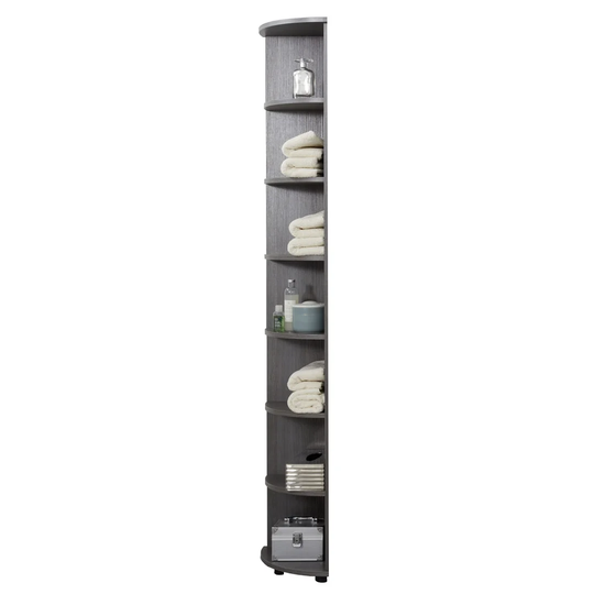 Runnermoon bathroom shelf with 7 open compartments in smokey silver.