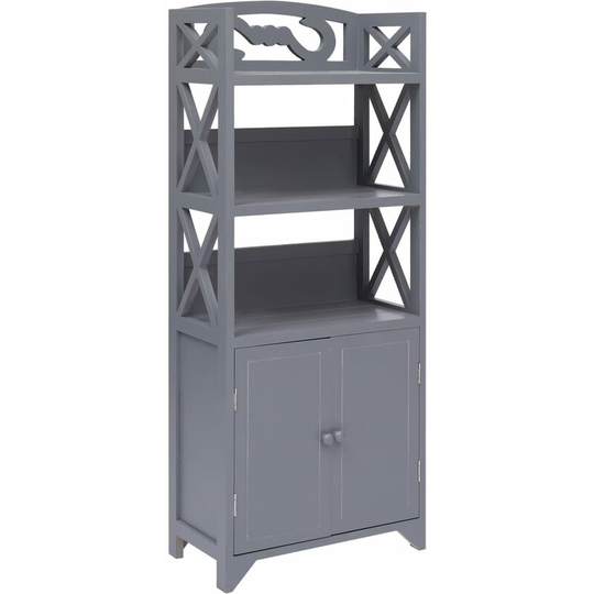 Devenirriche - Bathroom Cabinet Grey 46x24x116 cm Paulownia Wood - Grey