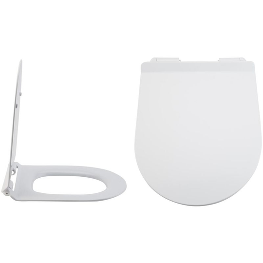 Overton - Modern White Toilet wc Quick Release Soft Close Seat - 360mm x 440mm - Milano