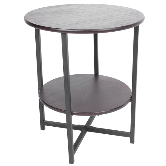 2-layer Round Table Wood Multifunctional Tea Side Table End Table Household Furniture