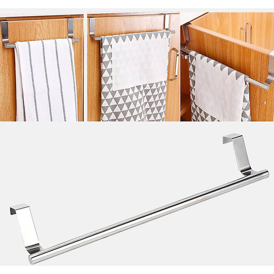 Towel rack on kitchen cabinet door towel rack bar hanging rack bathroom shelf bracket home organizer long wall hook (37.5*2cm)