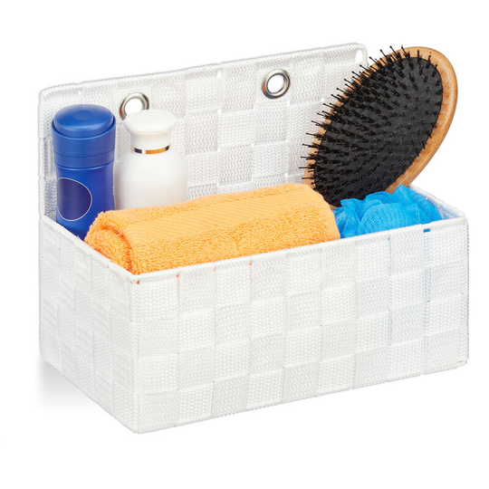Relaxdays Hanging Storage Basket, Bathroom Organiser Box, also for Hallway or Bedroom, Sorter HxWxD: 20x25x15 cm, White