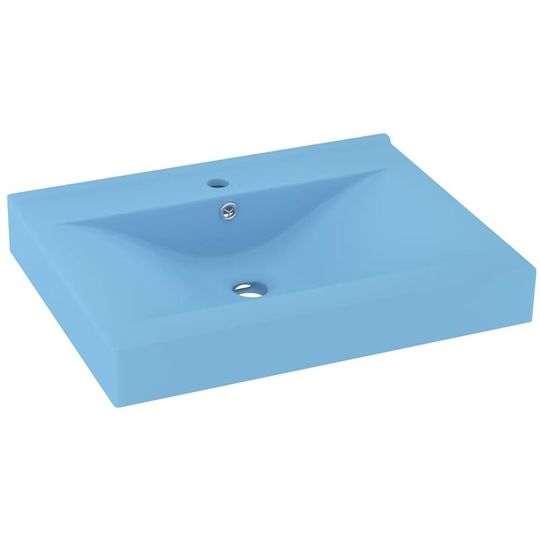 Luxury Basin with Faucet Hole Matt Light Blue 60x46 cm Ceramic Vidaxl Blue