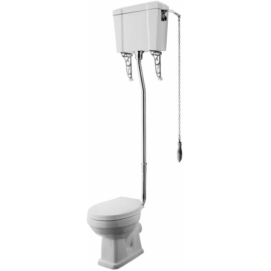 Premier - Carlton High Level Traditional Toilet wc Victorian + free Soft Close Seat - White