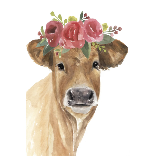 Flowered Cow I - Wrapped Canvas Painting