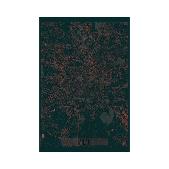 Milan Infrared Urban Blueprint Map by Hubert Roguski - Wrapped Canvas Painting