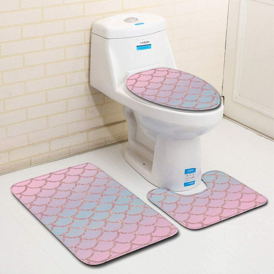 Perleraregb - New Non-Slip Bath Mat, 3 Piece Bath Mats Contour Bathroom Mat Set Toilet Mat wc (c)