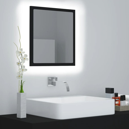 Led Bathroom Mirror Black 40x8.5x37 cm Chipboard