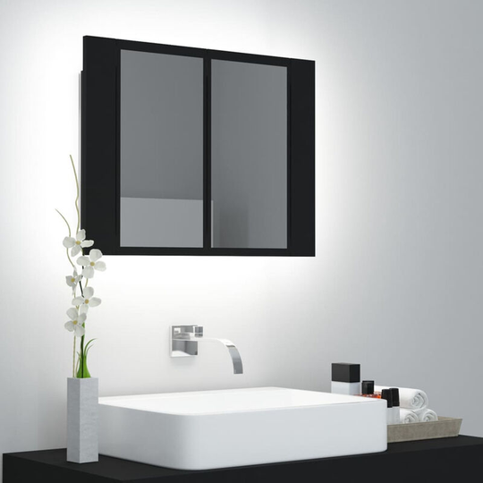 Led Bathroom Mirror Cabinet Black 60x12x45 cm