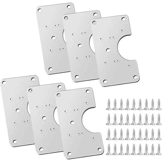 Gift - 6 Pack Stainless Steel Hinge Repair Plates with 36 Screws and 12 Mounting Holes for Repairing Door, Cabinet, Living Room Furniture, Drawers,