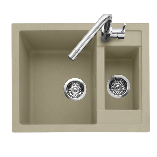 Leesti 61.5cm x 50cm Double Bowl Inset and Undermount Kitchen Sink