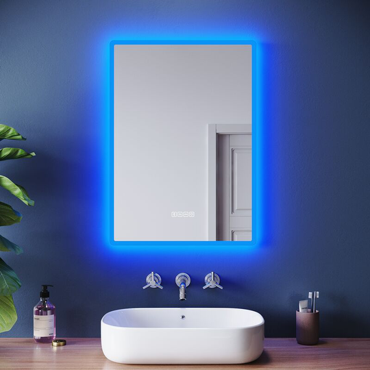 Elegant - 500x700mm Bathroom led Mirror with Bluetooth Anti Fog Vanity Mirror with Shaver Socket Backlit Wall Mounted Bathroom Mirror Adjust Color