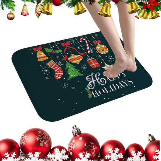 Perle Rare - Christmas carpet, non-slip bath mat, bathroom mat, washable floor mat, flannel floor mat, highly absorbent mat(dark green)